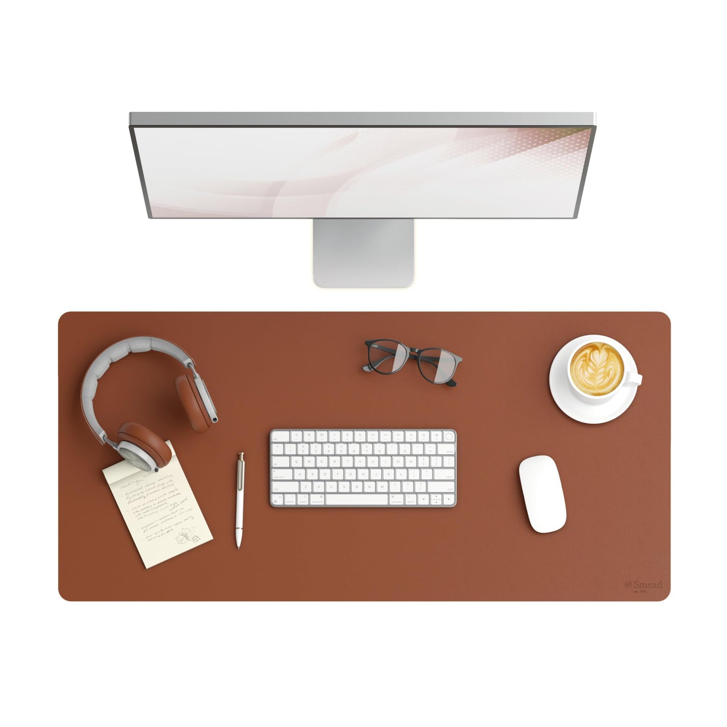 Smead Vegan Leather Desk Pad Mat, Office Desk Mat, Large, Saddle Brown