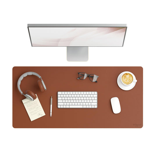 Smead Vegan Leather Desk Pad Mat, Office Desk Mat, Large, Saddle Brown