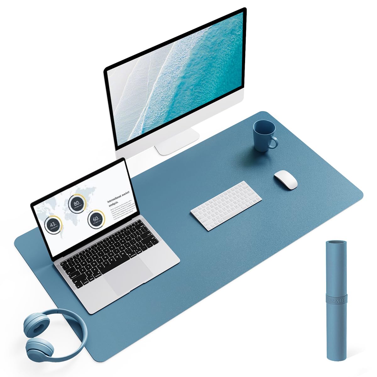 YSAGi Non-Slip Leather Desk Pad L Size, Waterproof Laptop Computer Desk Keyboard Mat, Table