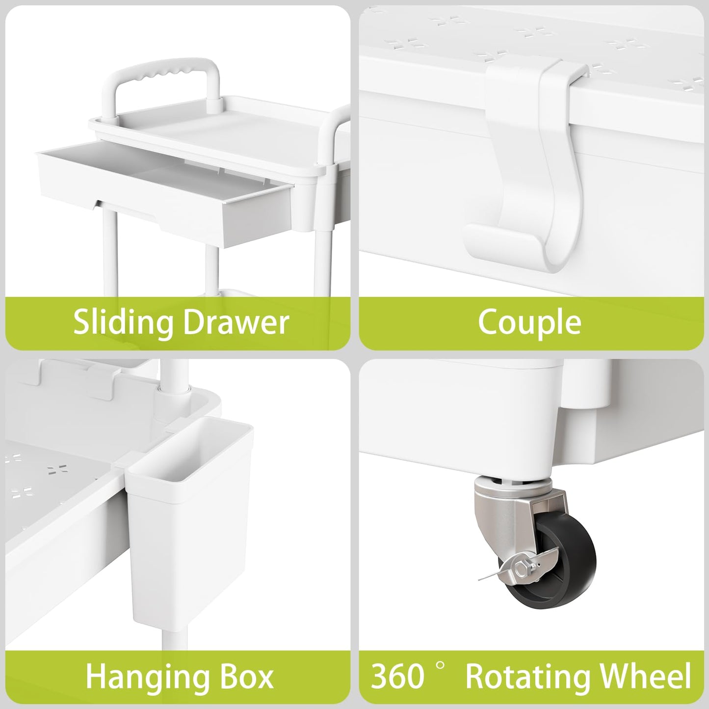 Sorgion 5 Tier Rolling Cart Organizer,Bathroom Cart Organizers with Wheels Laundry Room