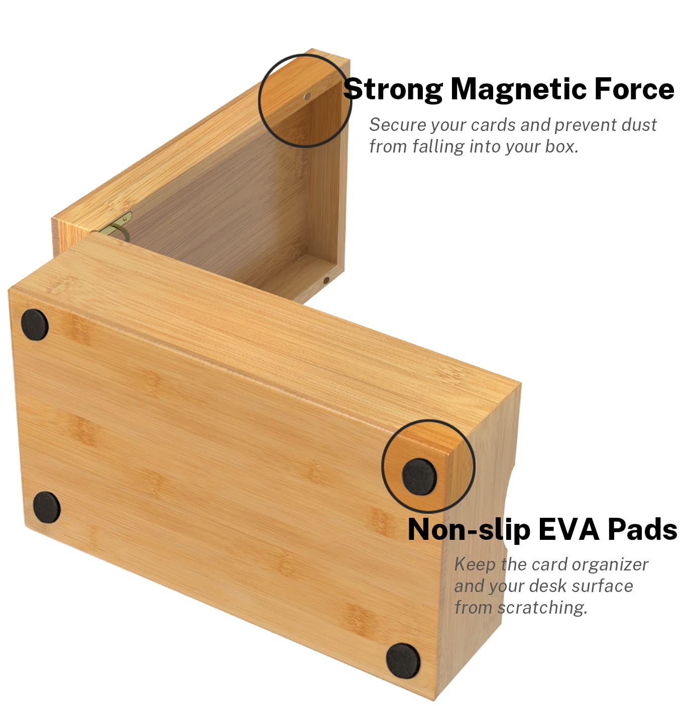 Neando Bamboo Index Card Holder for 3x5 Cards – Wooden Organizer with Lid, 4 Compartments, 600-Card