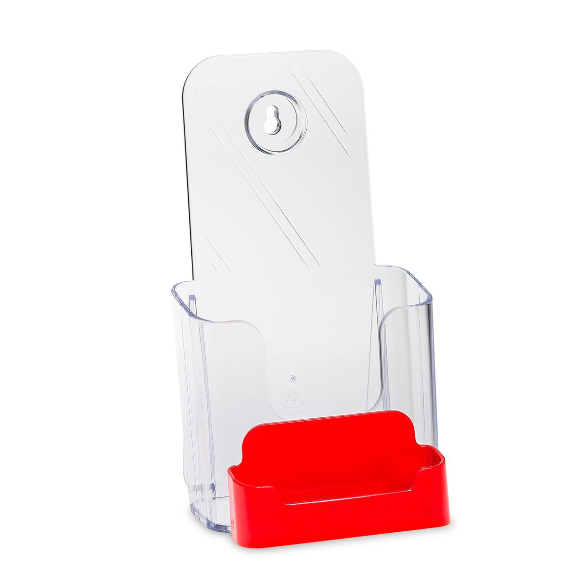 Source One 4 X 9 Inches Tri Fold Brochure Holder with Business Card Holder (1 Pack, Red Pocket)