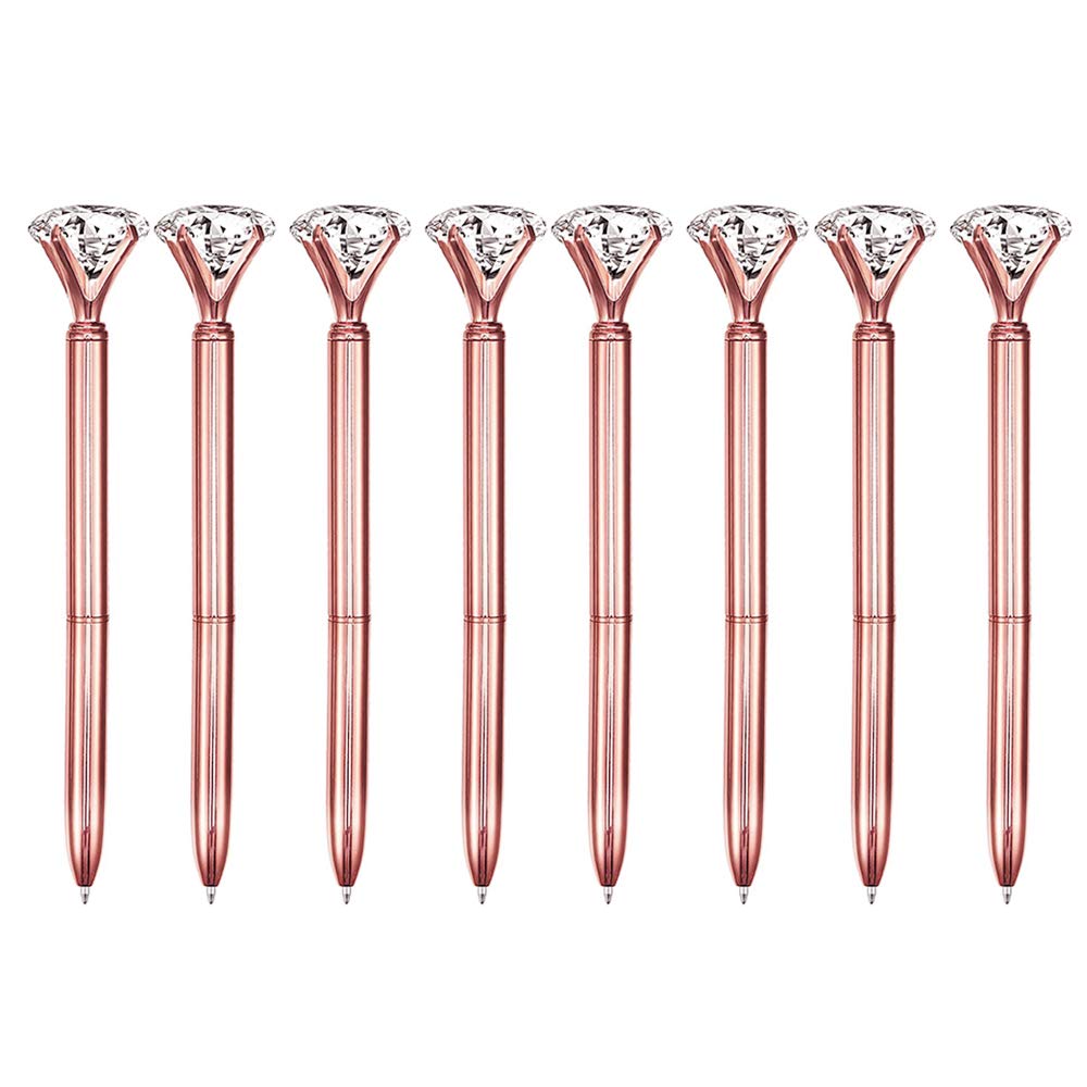 U Scinan 8 Pcs Metal Ballpoint Pen with Big Diamond/Crystal Office Supplies Gift Black Ink, Magnify