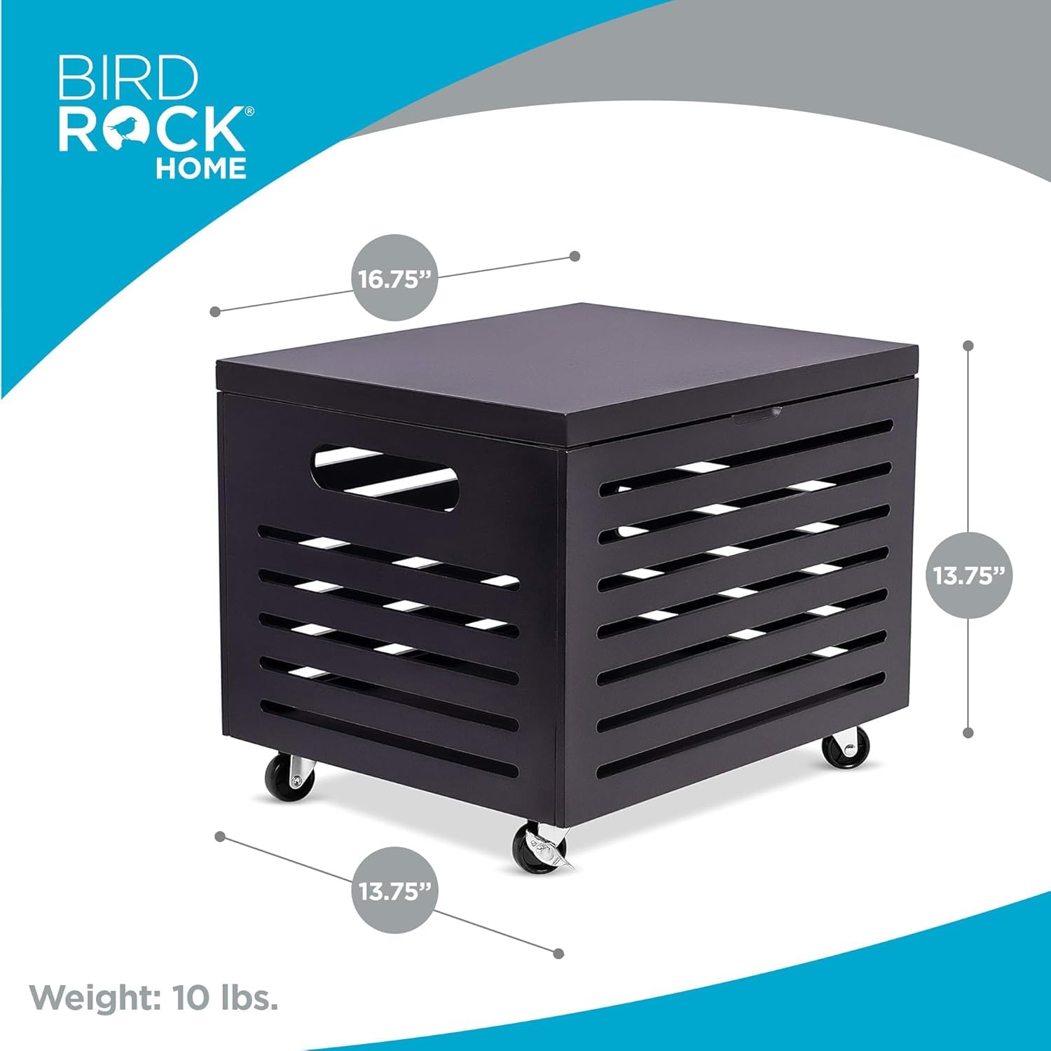 BIRDROCK HOME Bamboo Rolling File Storage Organizer Box with Lid - Decorative File Cabinet on
