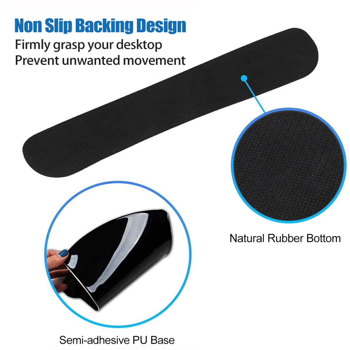 Keyboard Wrist Rest and Mouse Pad Wrist Support Set with Coasters, Non-Slip PU Base Ergonomic