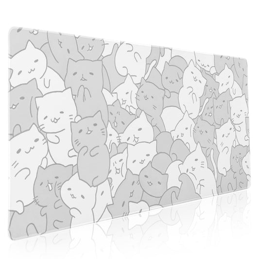 aportt Kawaii Cats White Gaming Mouse Pad XXL Cute Kittens Japanese Extended Big Large Desk Mat