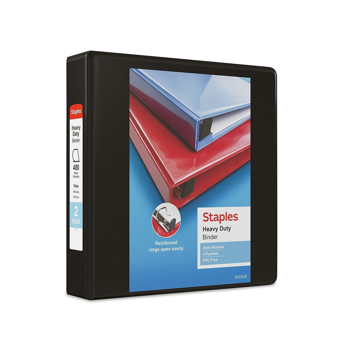 Staples Heavy-Duty 2-Inch 3-Ring View Binder, Black