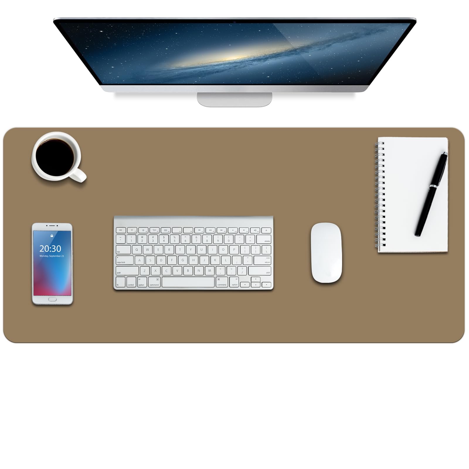 Boutilon Leather Desk Pad Protector,Non-Slip Mouse Pad,Laptop Desk Pad,Office Mouse Mat,Waterproof