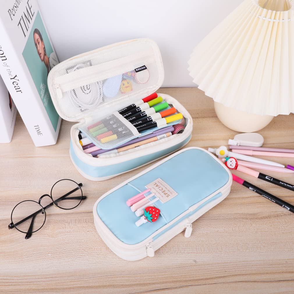 iSuperb Foldable Pencil Case Zipper Big Capacity Aesthetic Canvas Pencil Pouch Stationery