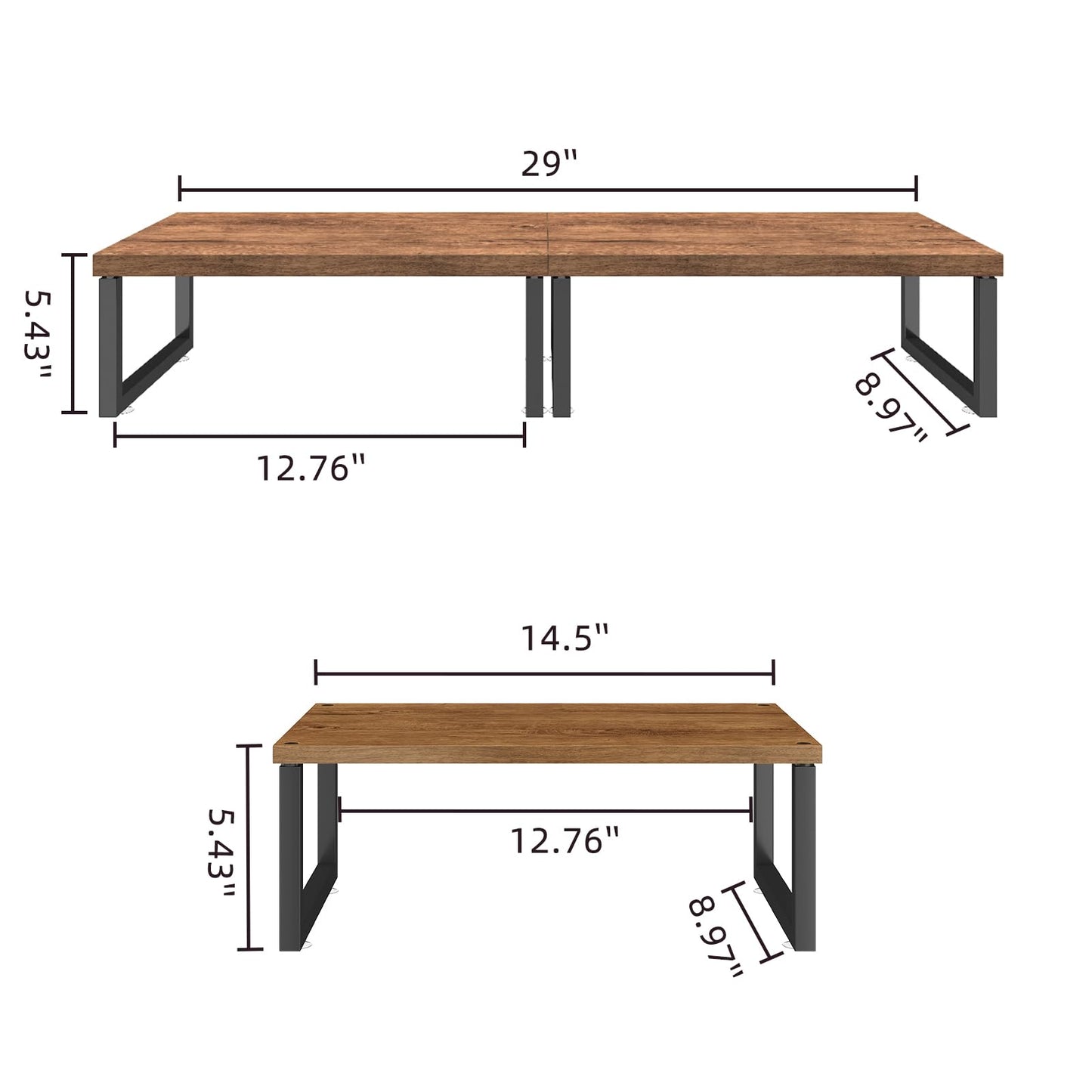 Simple Trending Wood Monitor Stand Riser, 2 Pack, Antique Brown