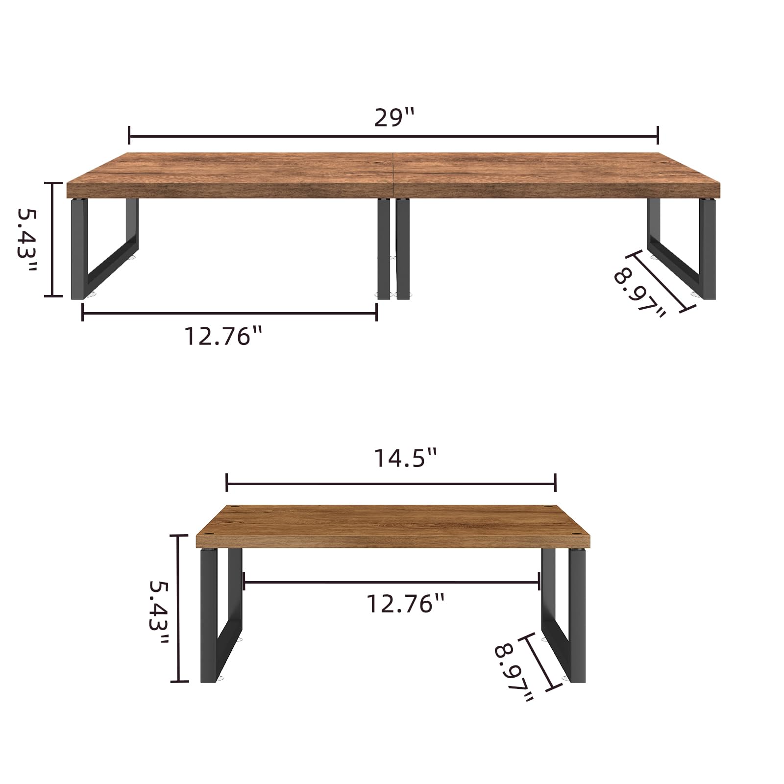 Simple Trending Wood Monitor Stand Riser, 2 Pack, Antique Brown