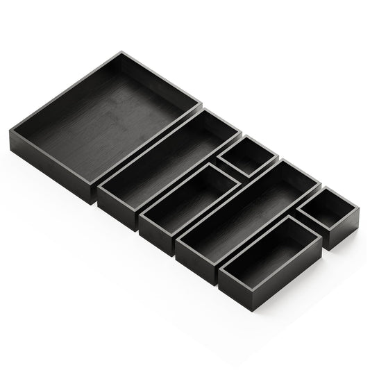 SpaceAid 7-Piece Bamboo Drawer Organizer Storage Boxes Set, Wood Tray Junk Drawer Organizers