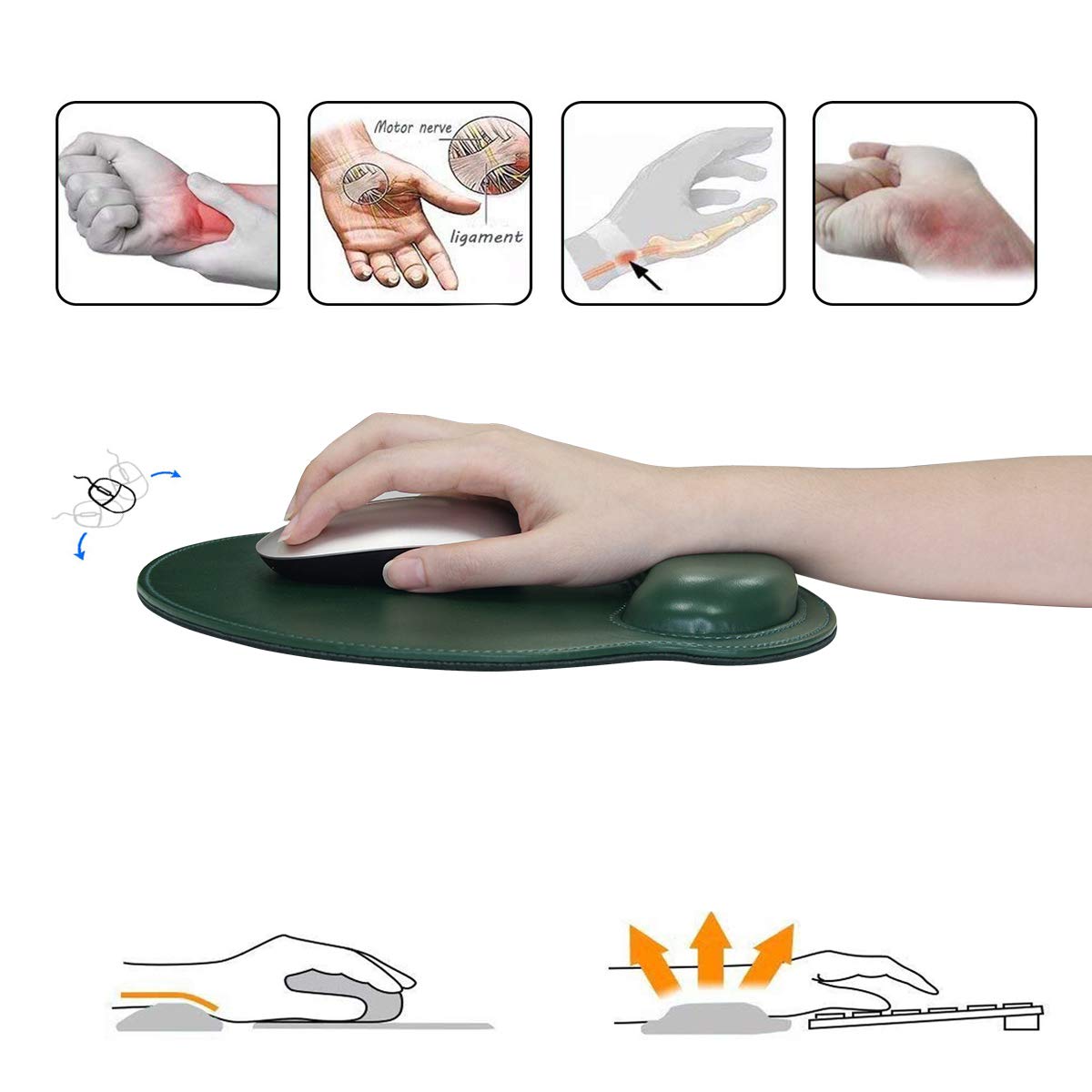 RICHEN Ergonomic PU Leather Keyboard Wrist Rest and Mouse Pad with Wrist Support, Memory Foam Set