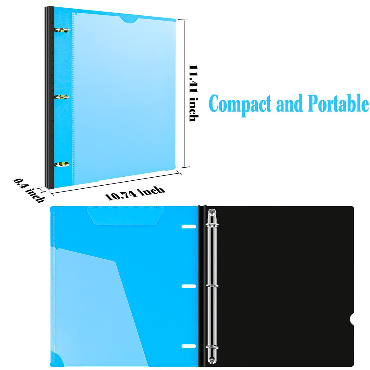 INFUN 1 Inch Telescoping 3 Ring Binder - 4PCS, Flexible Round Binder with Customizable Front Cover