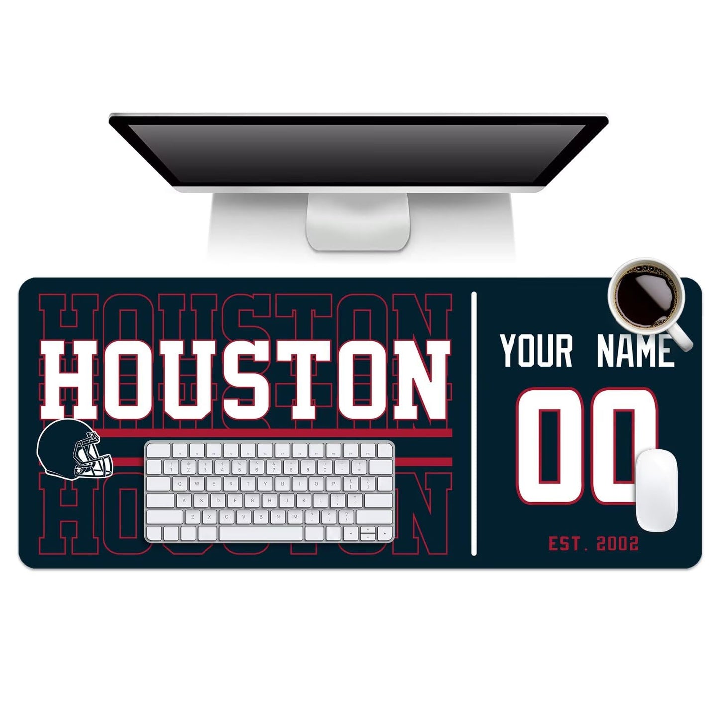 ANTKING Houston Mouse Pad Custom Name and Number Desk Pad for Men Women Youth Gifts