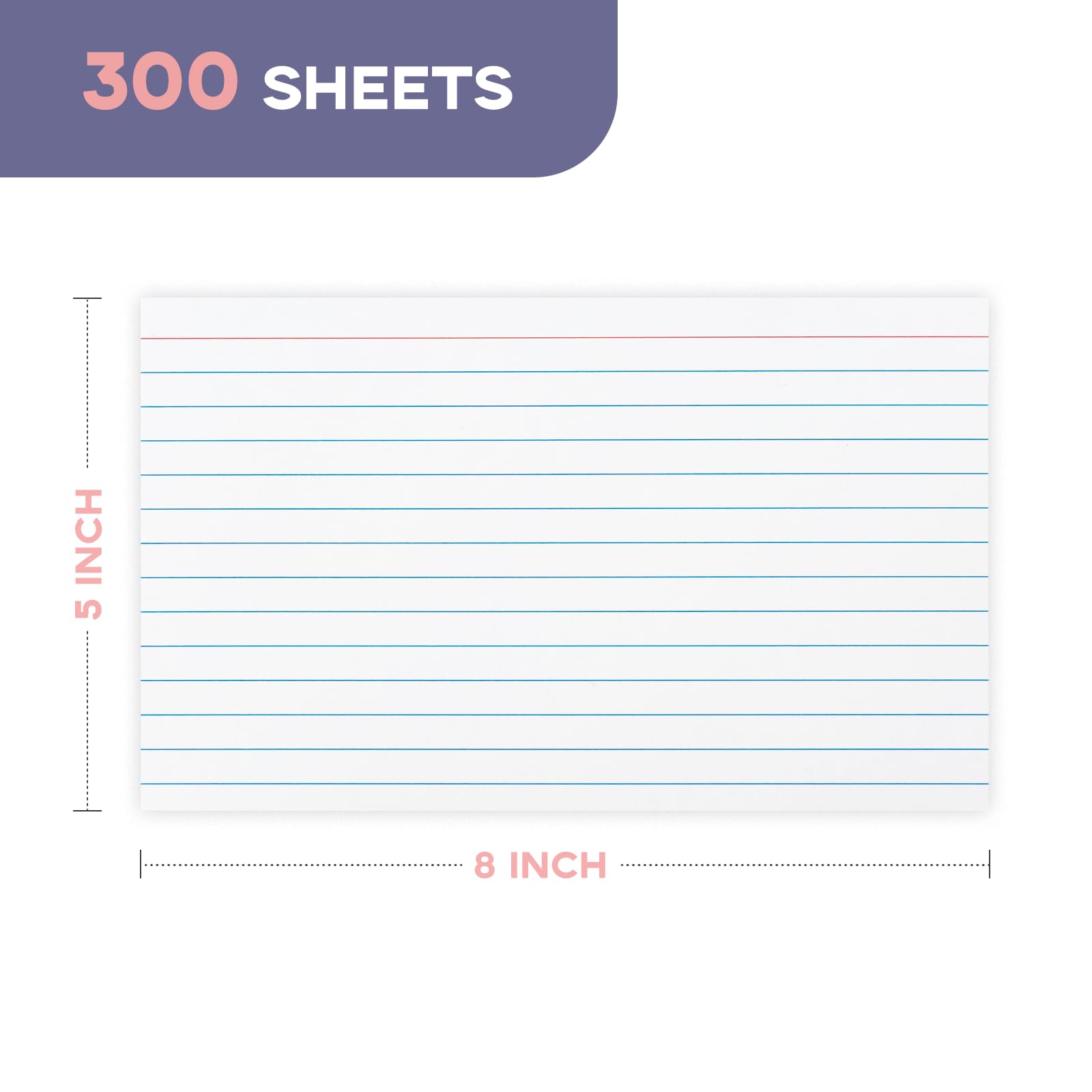 White 5x8 Index Cards Single Sided Ruled 300PCS Goefun