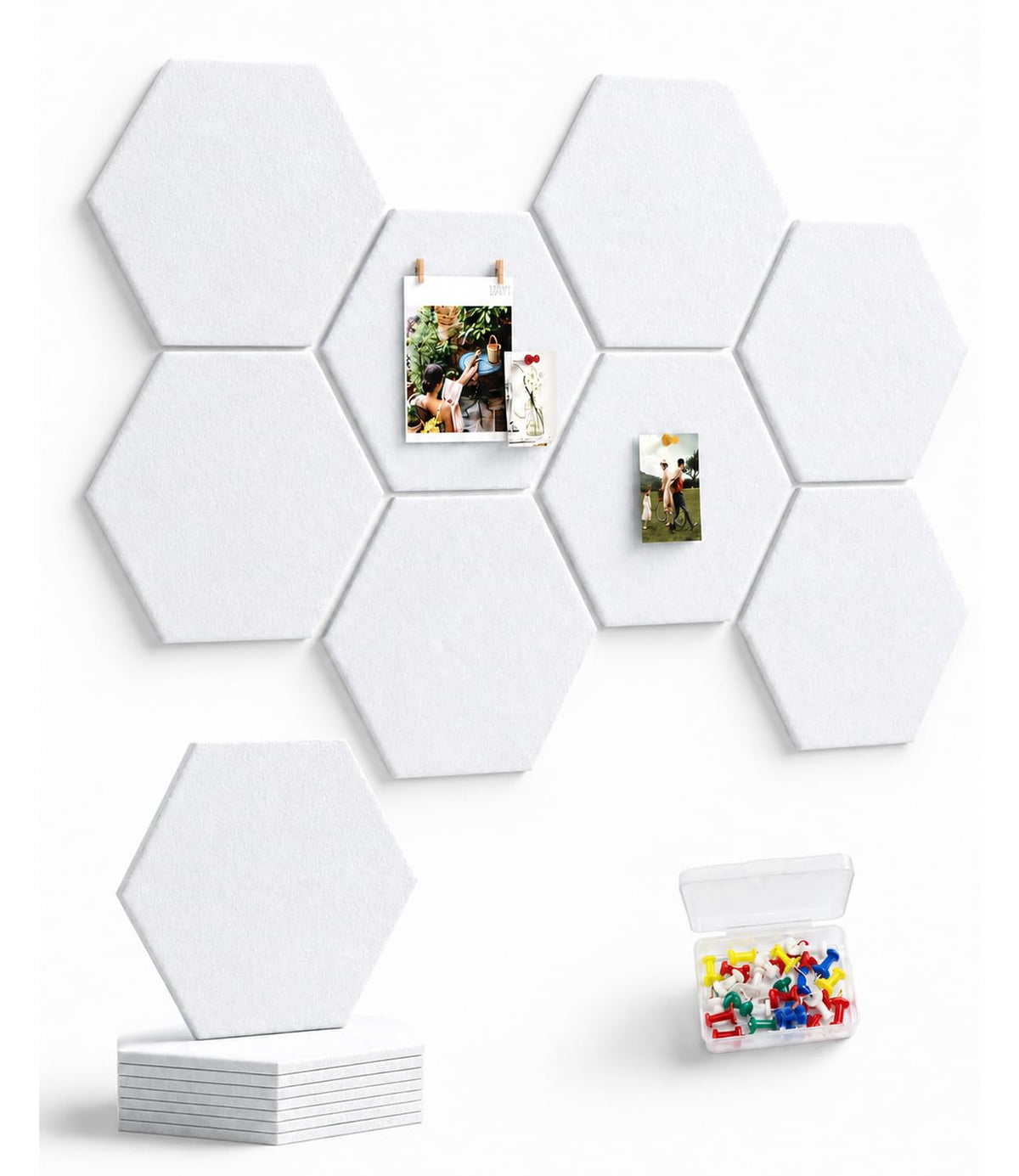 Uoisaiko 8-Pack Hexagon Felt Bulletin Board Tiles, Cork Board Alternative