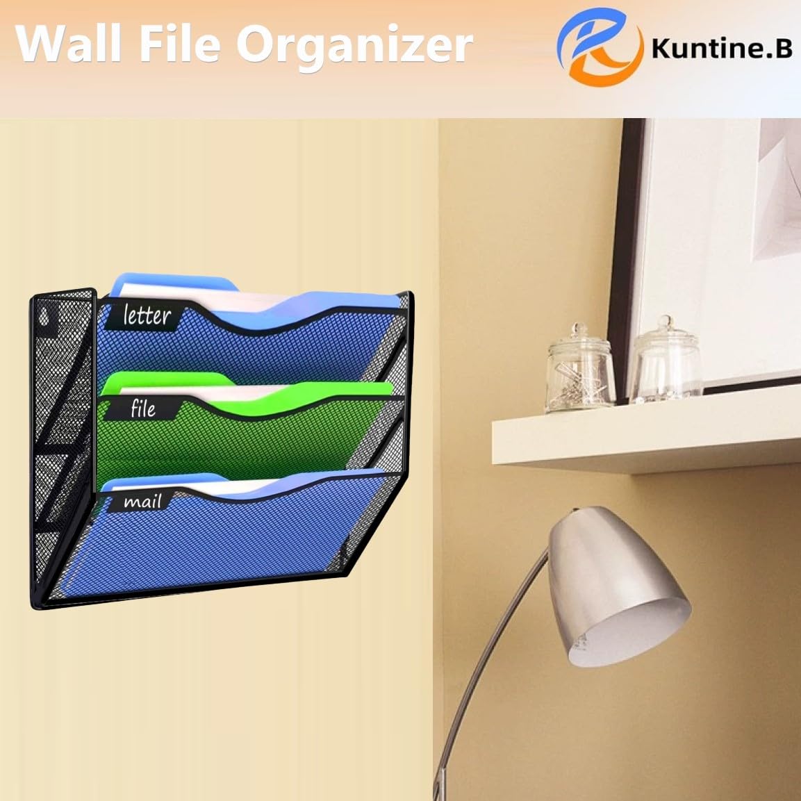 Kuntine.B Wall File Organizer Office Hanging Magazine Holder Wall File Organizer for Office Home