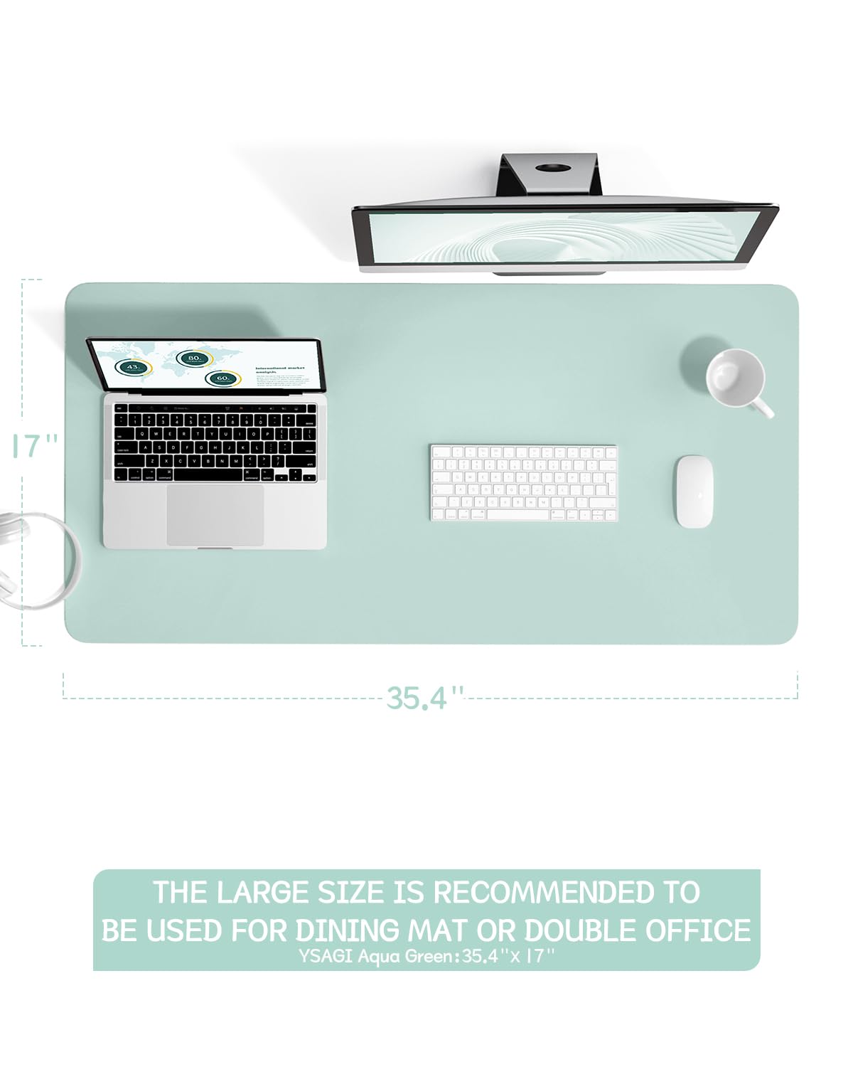 YSAGi Non-Slip Leather Desk Pad L Size, Waterproof Laptop Computer Desk Keyboard Mat, Table