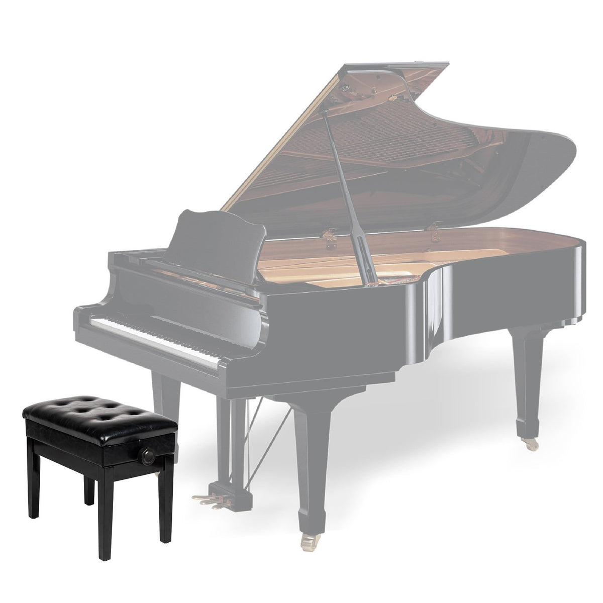 Bonnlo Piano Bench Adjustable with Storage Faux Leather Wooden Seat