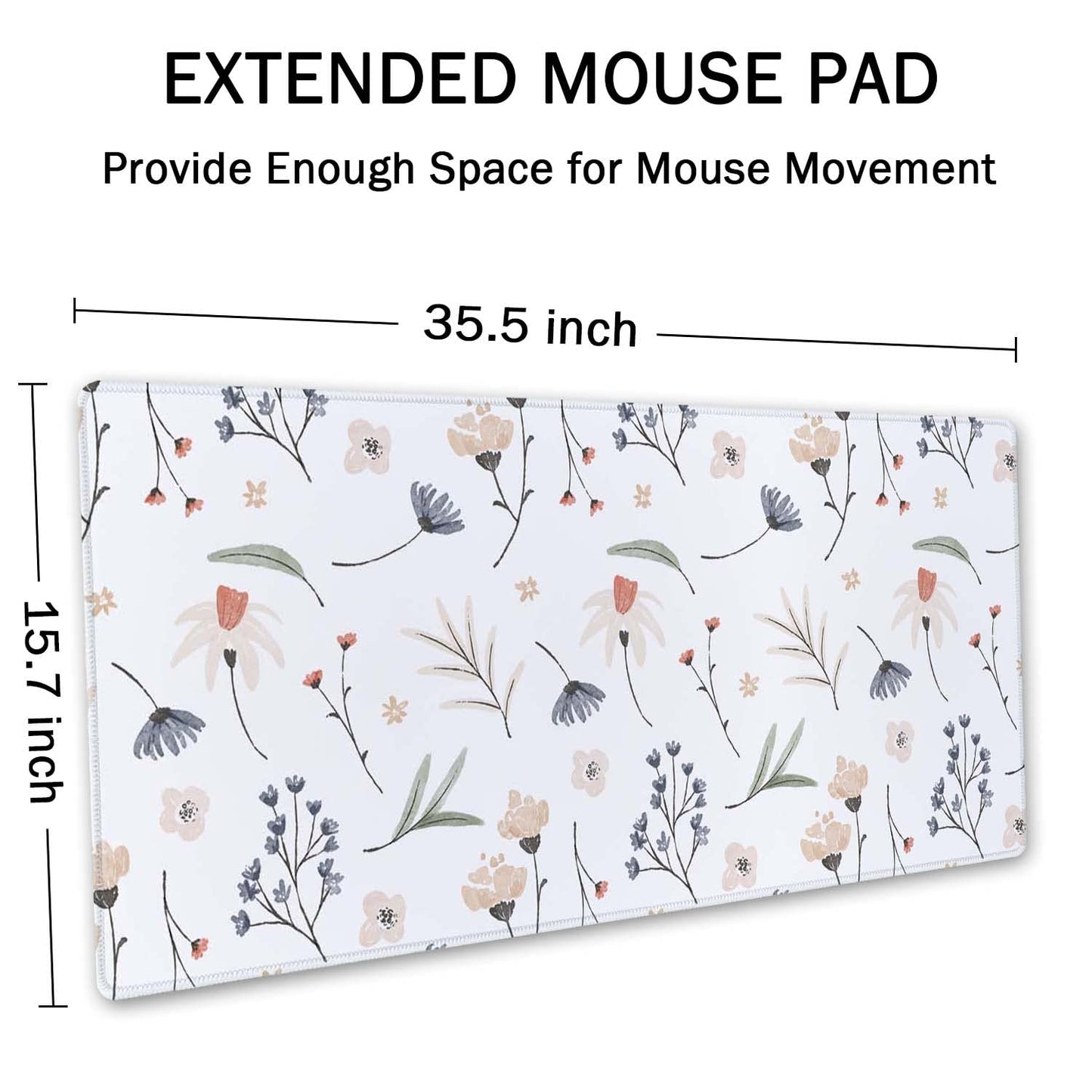SSOIU Extra Large Flowers Desk Mat, Cute XXL Gaming Mouse Pad 35.5" X 15.7"