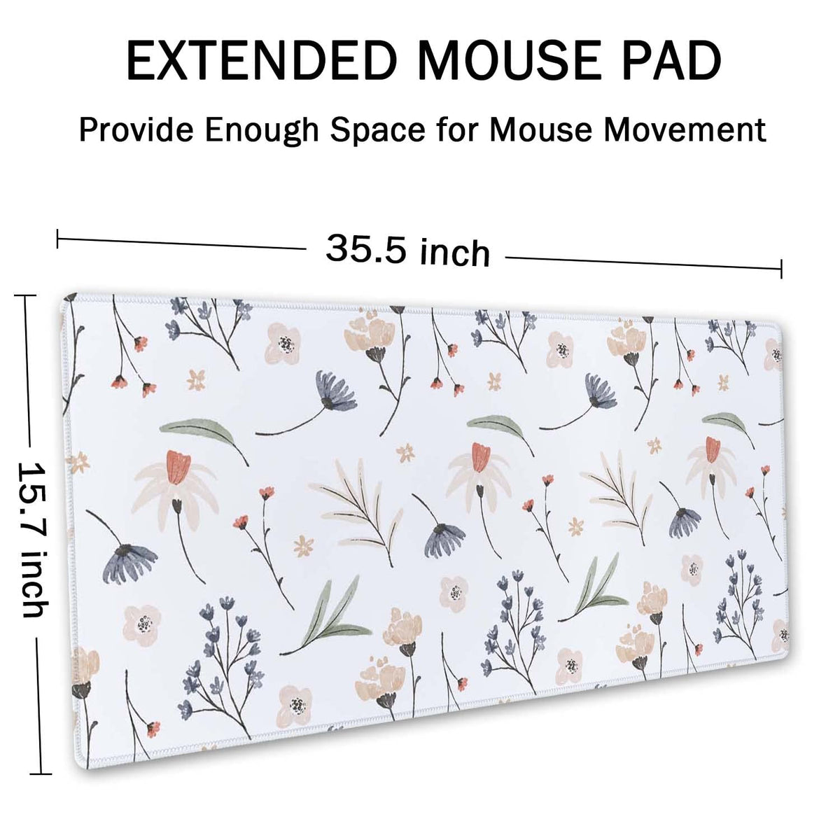 SSOIU Extra Large Flowers Desk Mat, Cute XXL Gaming Mouse Pad 35.5" X 15.7"