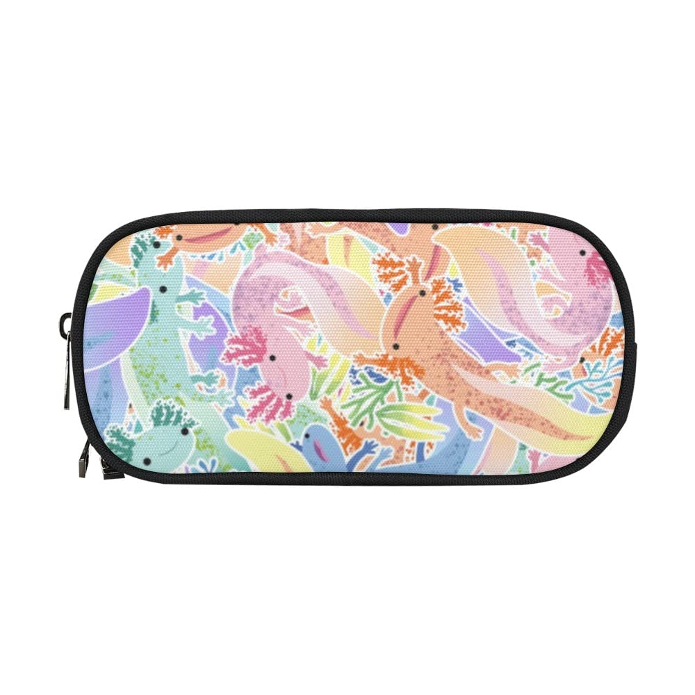 Adorable Axolotls Mexican Pencil Case for Kids Teen Girls Boys 10 In Pouch