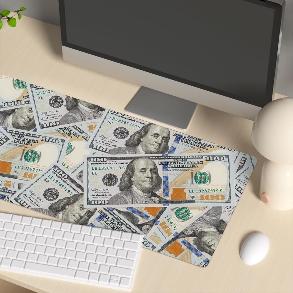 Reateforin Cool US Dollar Currency Money Gaming Mouse Pad Hundreds of 100 Dollar Bills Non-Slip