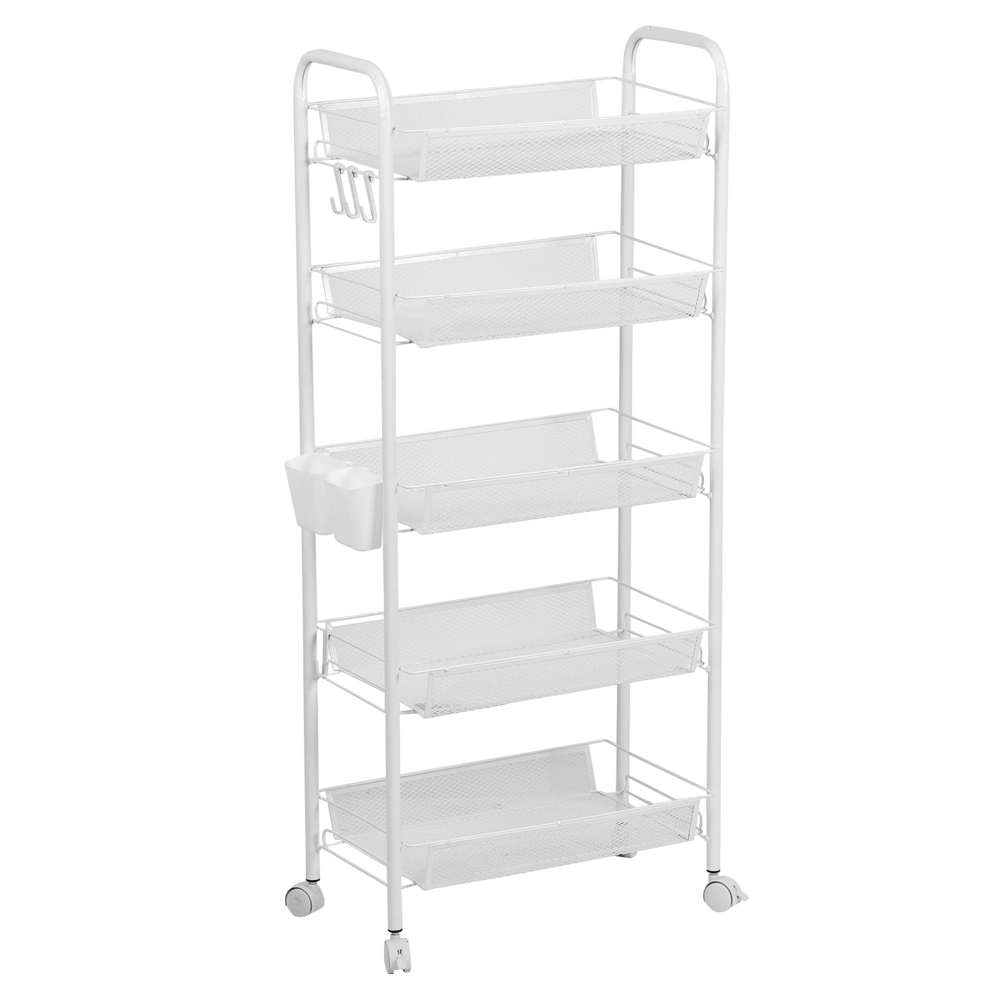 sxvbdway Fruit Vegetable Basket Storage Cart 5 Tier Stackable Metal Mesh Storage Basket with 360