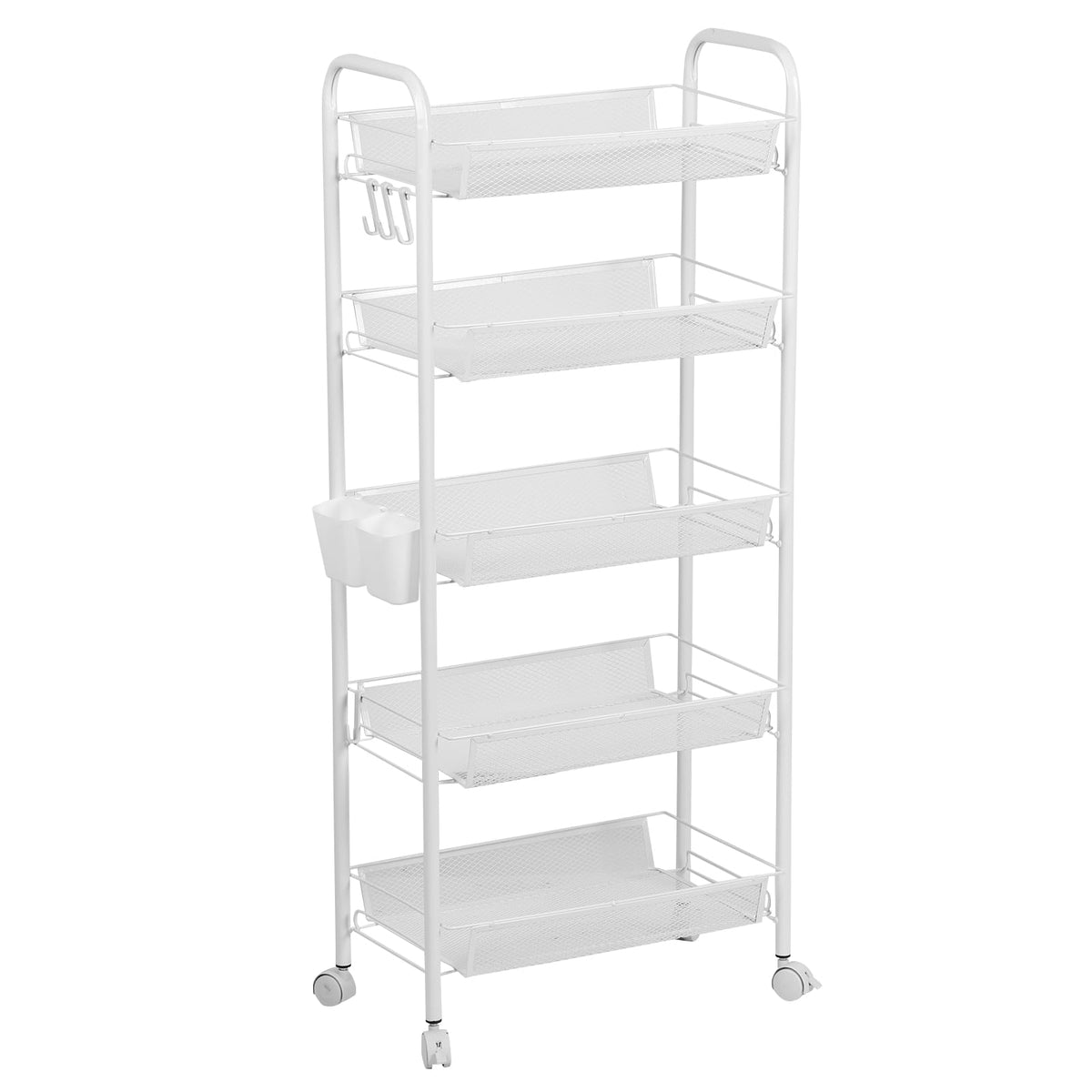 sxvbdway Fruit Vegetable Basket Storage Cart 5 Tier Stackable Metal Mesh Storage Basket with 360