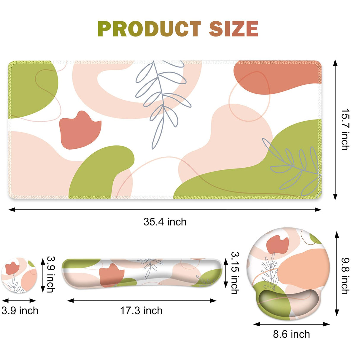 Gaming Mouse Pad, Large Desk Mat, Cute Desk Pad Protector, 4 in1 XXL Mousepad + Keyboard Wrist
