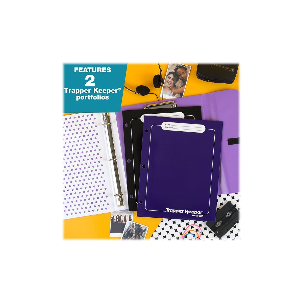 Mead Trapper Keeper Binder, Retro Design, 1 Inch Binder with Folders and Pockets, Holds 8-1/2" x