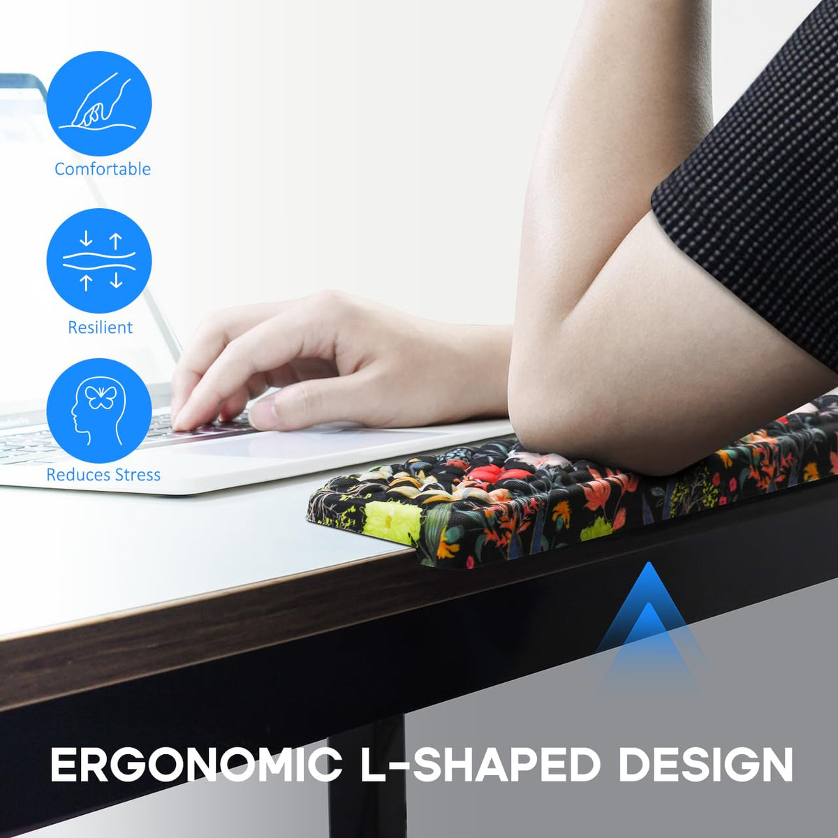 JIKIOU L-Shaped Desk Elbow Pad for Desk,Memory Foam Elbow Support Pad 2Pack