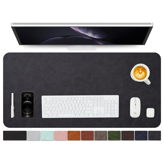 Distressed Leather Desk Mat - Non-Slip PU Desk Pad for Office and Home - Desk Organization and