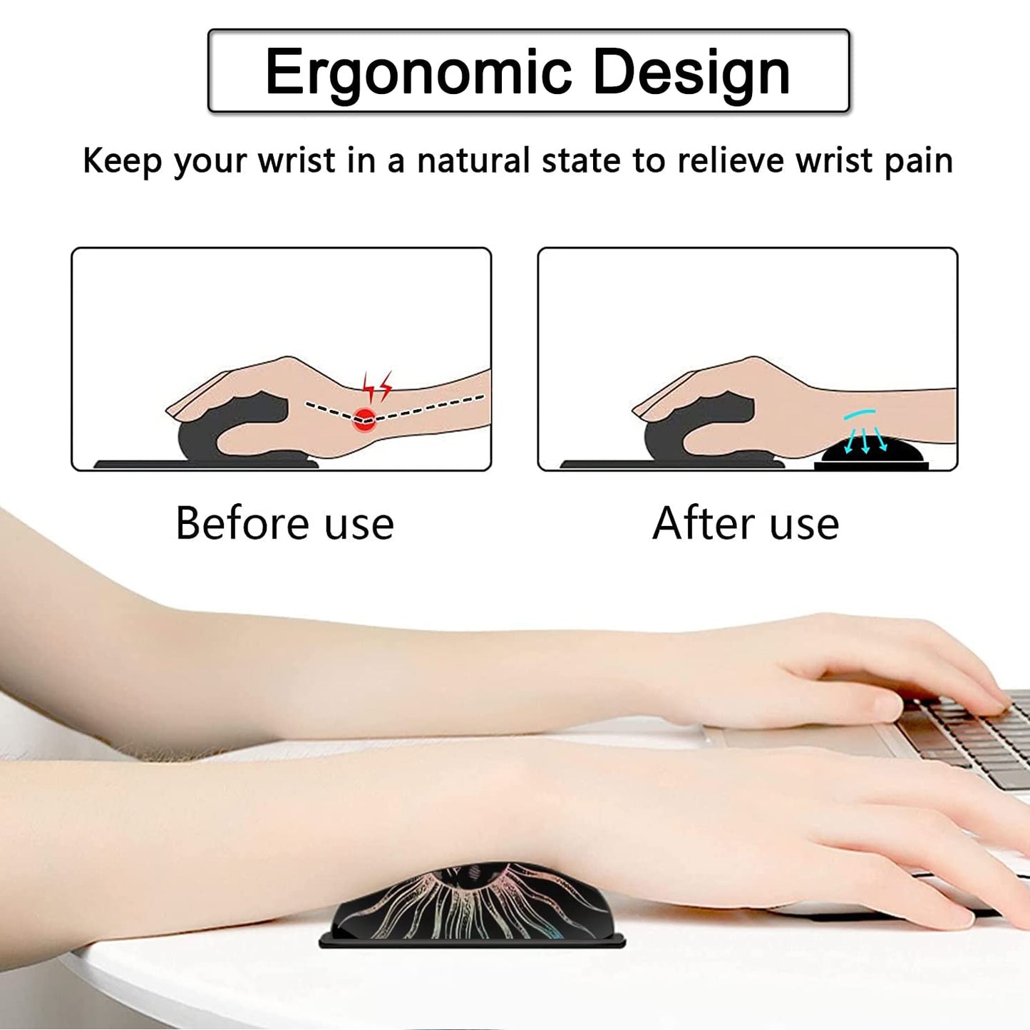 Large Gaming Mouse Pad, 31.5x11.8 in Extended Computer Mouse Mat with Non-Slip PU Base, Ergonomic