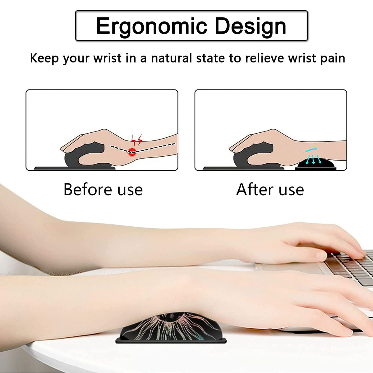 Large Gaming Mouse Pad, 31.5x11.8 in Extended Computer Mouse Mat with Non-Slip PU Base, Ergonomic