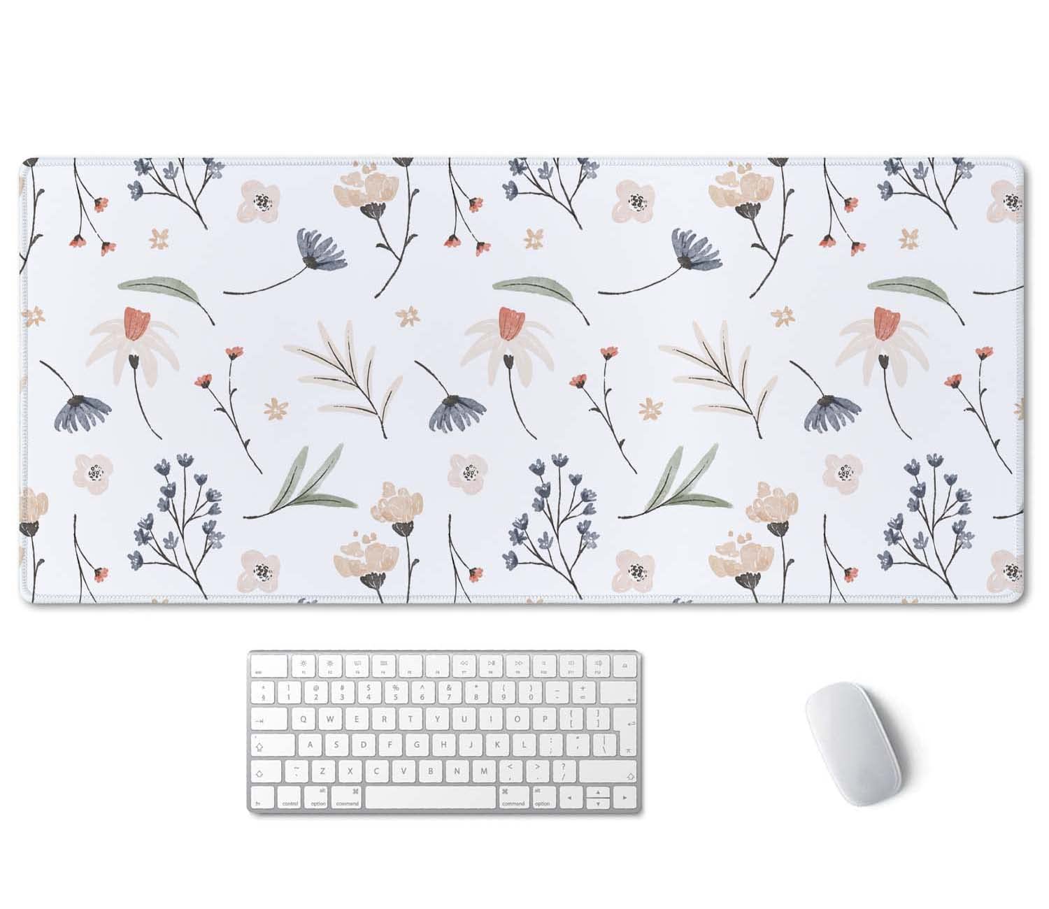 SSOIU Extra Large Flowers Desk Mat, Cute XXL Gaming Mouse Pad 35.5" X 15.7"