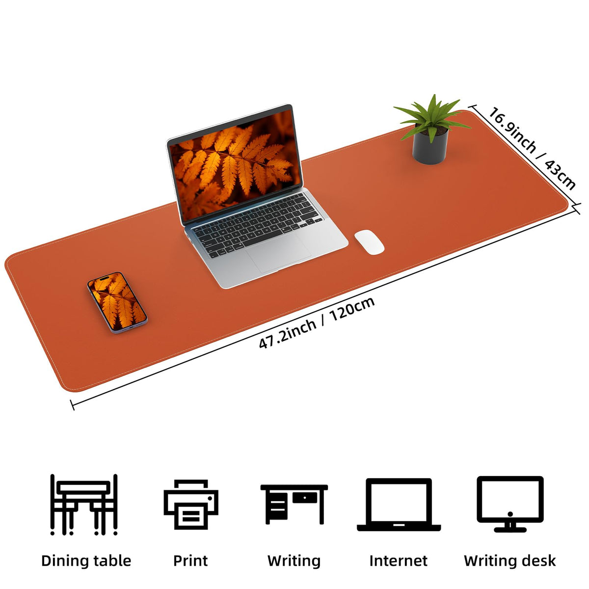 AFIING Desk Mat 47.2" x 17", Leather Desk Pad Protector with Natural Cork & PU Leather, Non-Slip