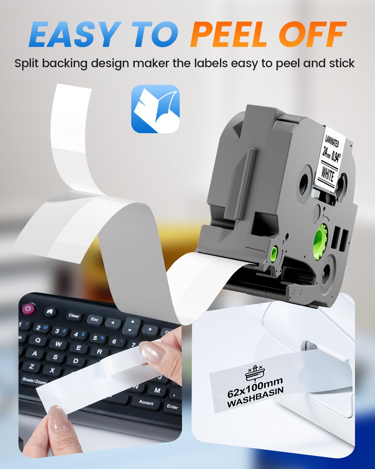 TZe-251 TZe251 Replacement for Brother P Touch TZe TZ Label Maker Tape 24mm