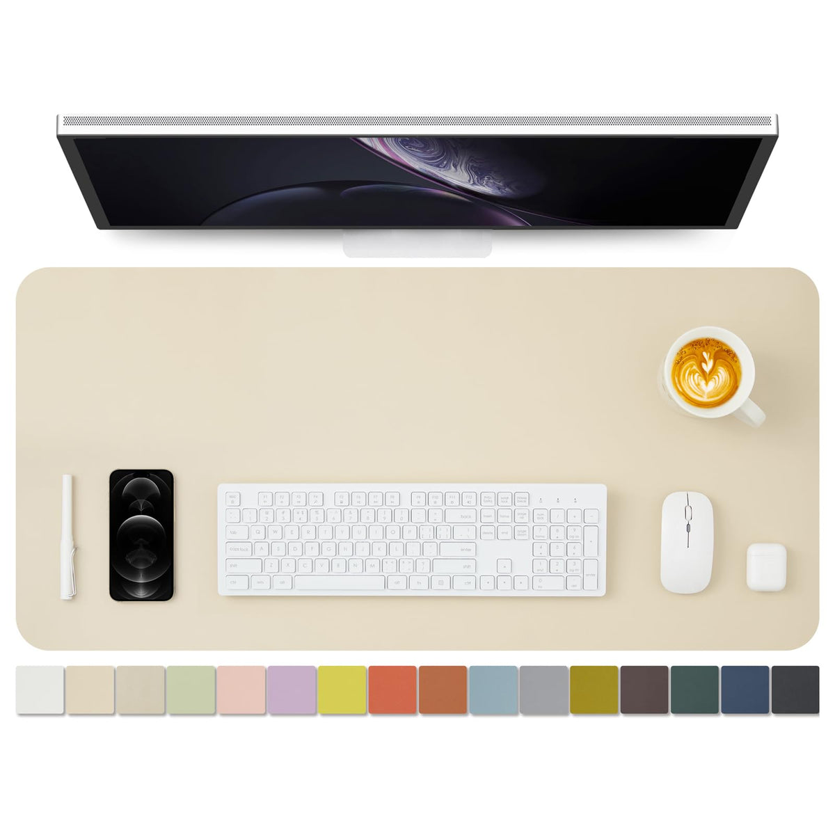 Leather Desk Mat - Non-Slip PU Desk Pad for Office and Home - Desk Organization and Accessories