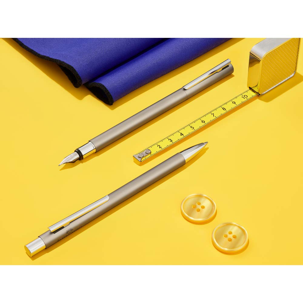 Faber-Castell NEO Slim Fountain Pen, Matte Stainless Steel - Extra Fine