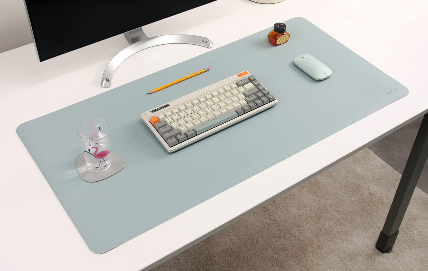 DeskPaw Dual-Sided Leather Desk Pad,Blotter for Laptop Computer,Mouse Pad,Writing,Drawing,Arts and