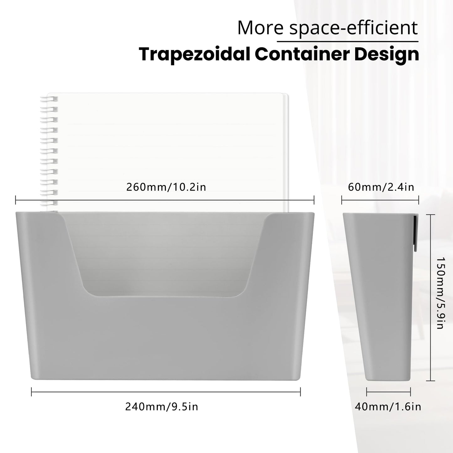 YOHOM Adhesive File Holder Plastic Document Folder Door No Drilling Mount Mail Magazine Organizer