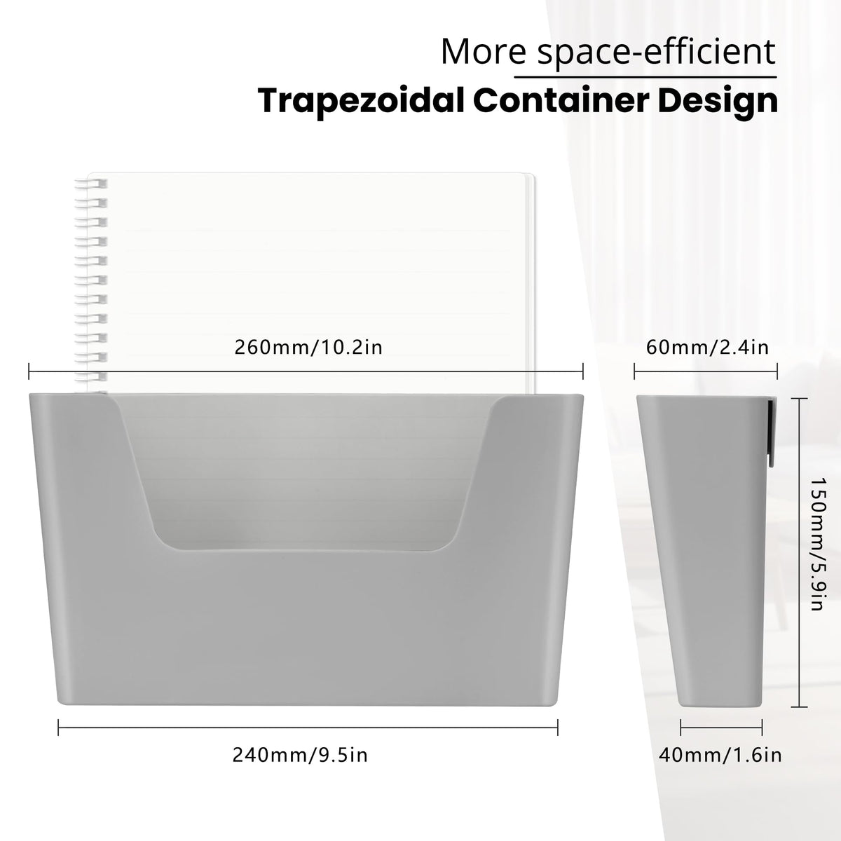 YOHOM Adhesive File Holder Plastic Document Folder Door No Drilling Mount Mail Magazine Organizer