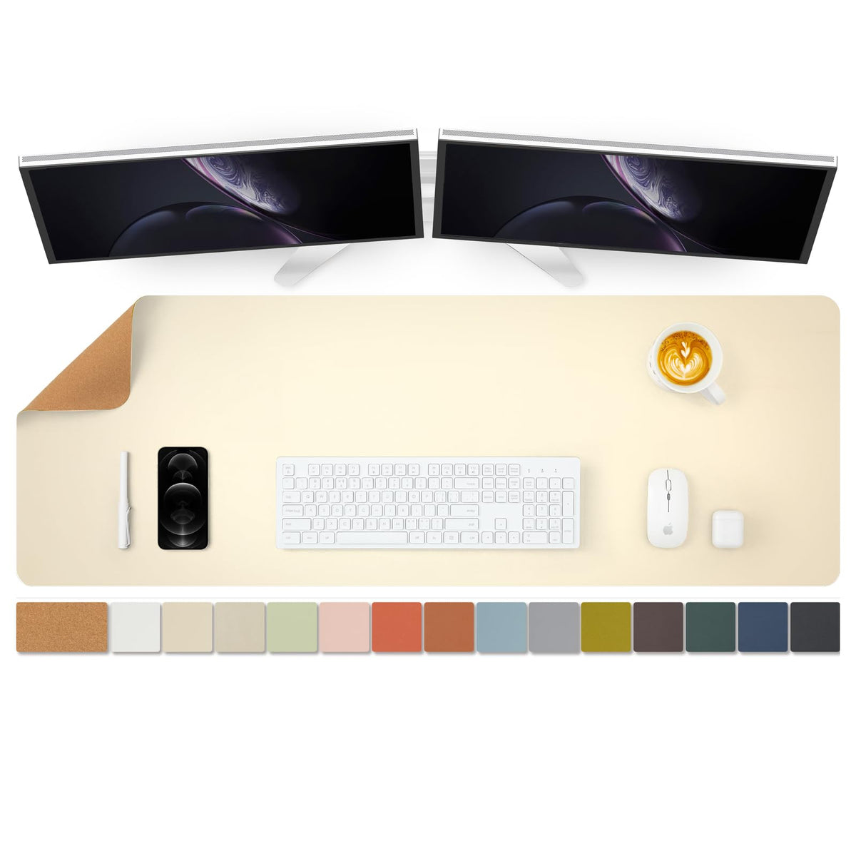 Large Cork Desk Mat - 47.2"x 17" Desk Pad for Office and Home - Ideal for Large Mouse Pad and Desk