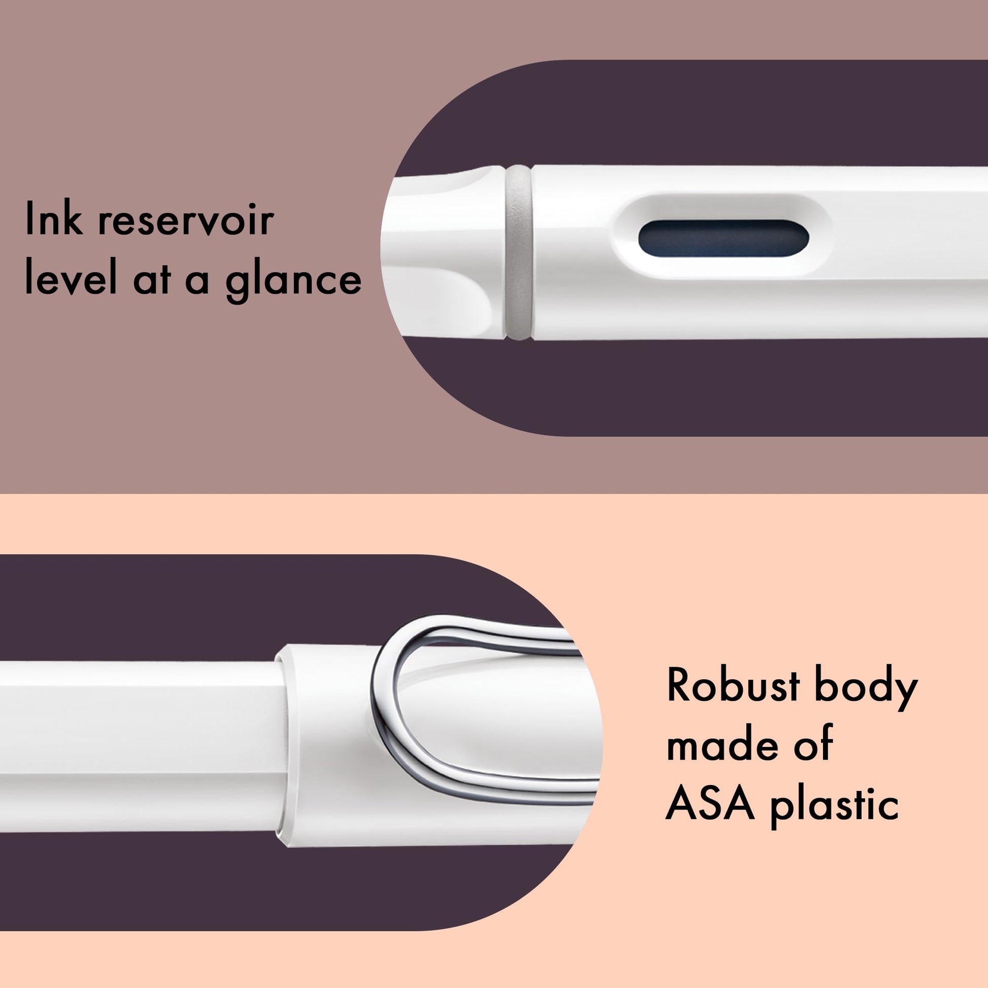 LAMY safari white - Fountain Pen with ergonomic grip & polished steel nib in size B - ideal for any