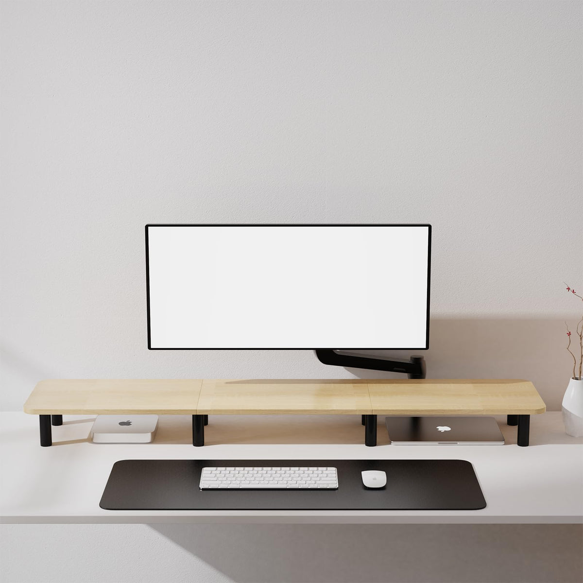 WEGASTU Large Extra Long Monitor Stand Riser 43.7in,Dual Monitor Riser, Wide TV Stand for 2