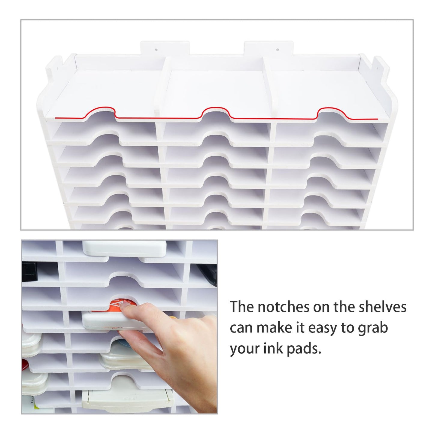 SANFURNEY Ink Pad Storage Holder, 36 Slots Stamp Pad Organizer Rack