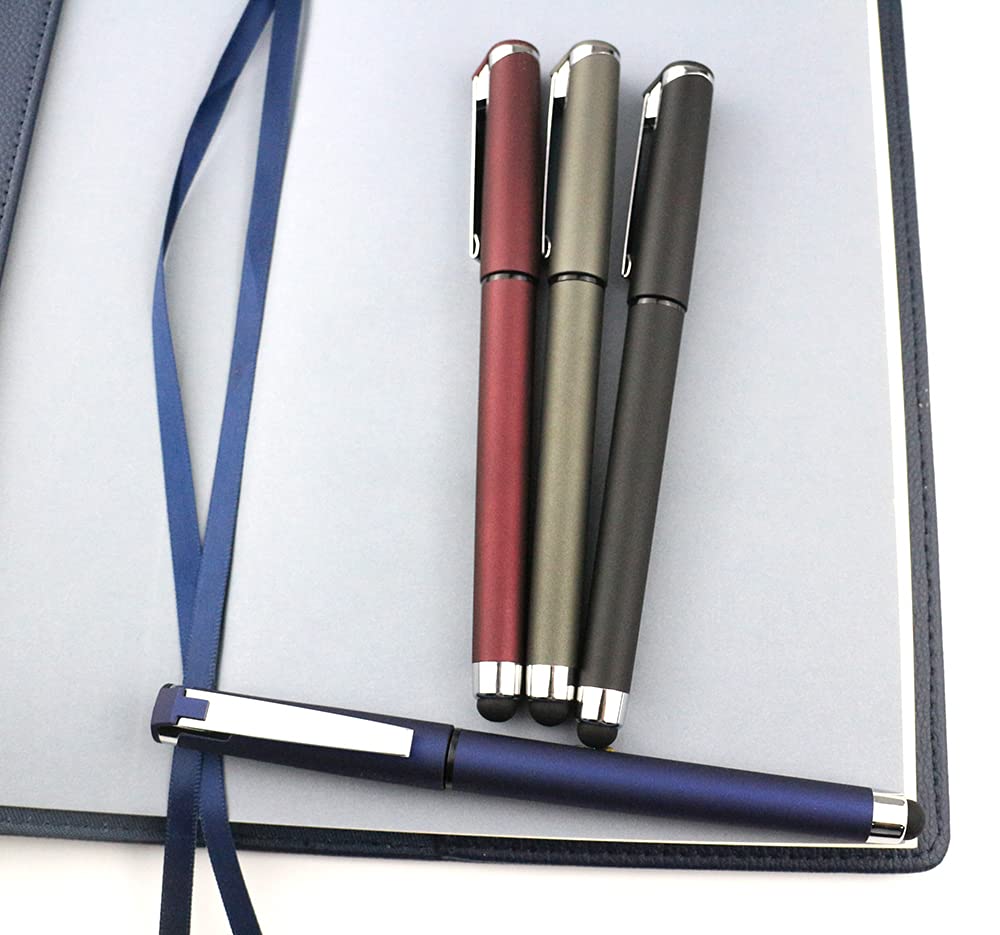 Black Gel Ink Rollerball Pens 0.7mm Gel Pens 2-in-1 Stylus Pens Medium Point Pen for Office, Black