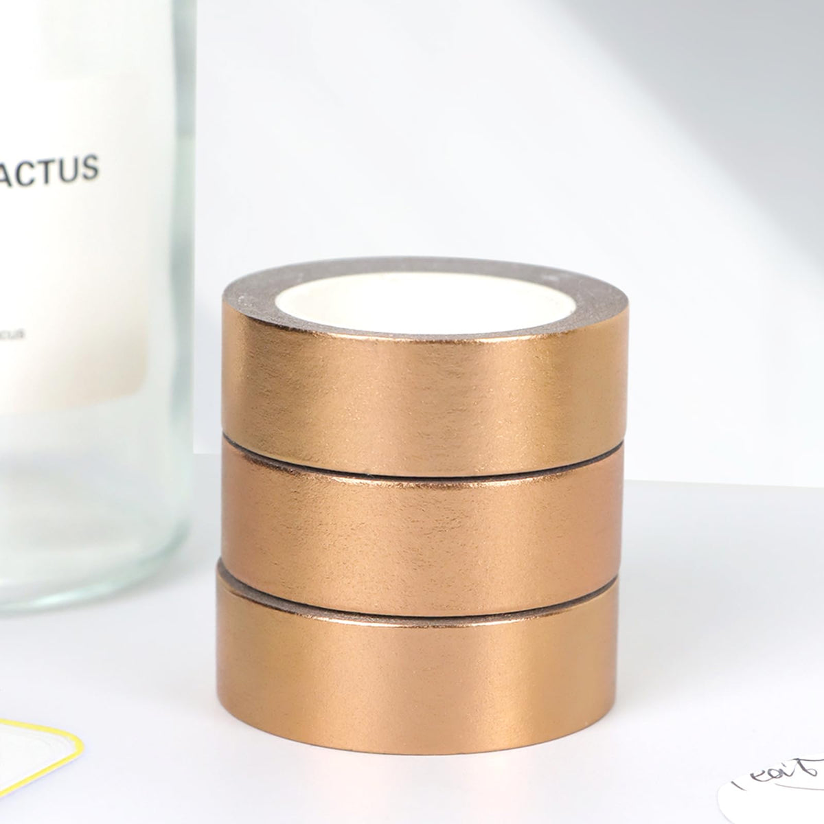 NatSumeBasics 3 Bronze Foil Washi Tape Metallic Masking Craft Tapes